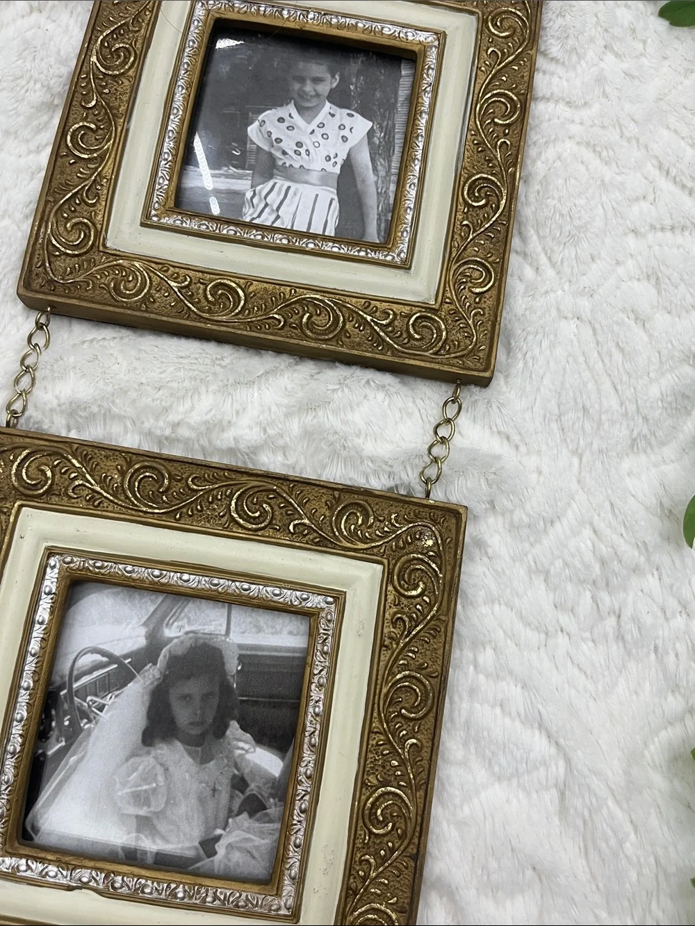 Vintage Ornate Gold Triple Hanging Photo Frame